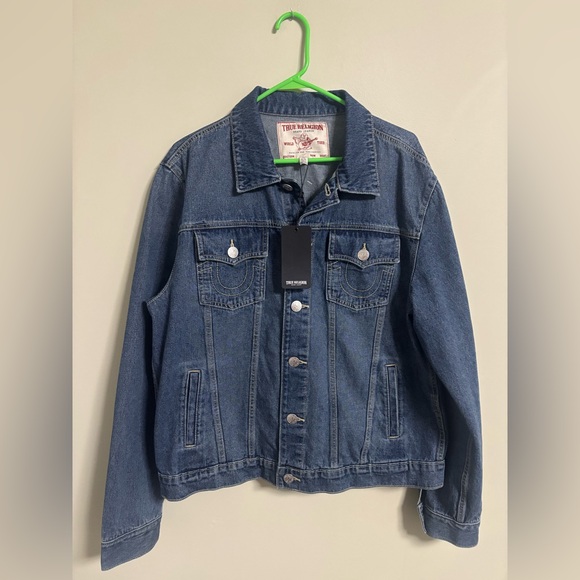 True Religion Men's Jesse Denim Trucker Jacket Medium Blizzard Wash Size XL New